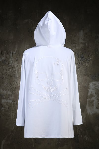 ByTheR Skull Outline Embroidery Loose Fit Hoodie
