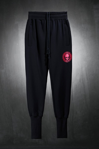 ByTheRByTheR Red Skull Logo Overbanding Jogger Pants