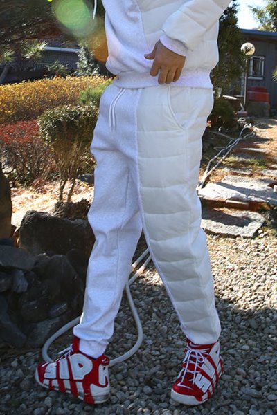 Padded color matching quilted brushed jogger pants