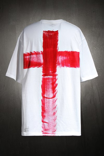 ProjectR Red Cross Painting Short Sleeve Tee White