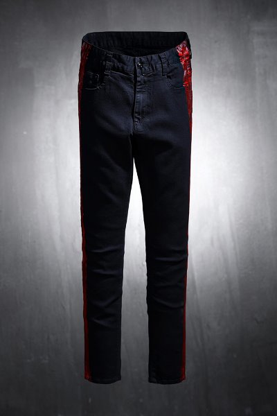 ByTheR Custom Side Red Painted Black Jeans