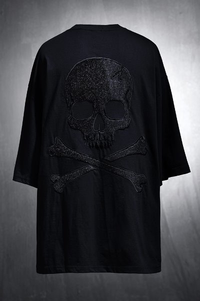 ByTheR Calf Skull Embroidery Loose Fit Short Sleeve Tee Black