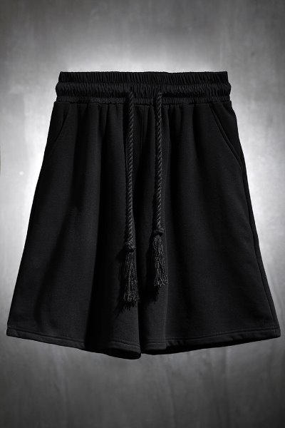 ByTheRByTheR Loose Fit Plain Rope Shorts Black