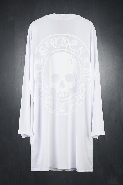 ByTheRByTheR Coolspan Lecture Skull Printed Long Cardigan White