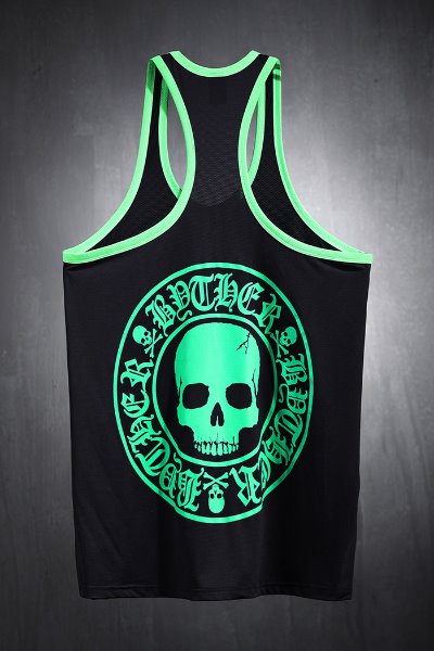 ByTheR Skull Logo Line Color Matching Muscle Fit Nasi Fluorescent Green