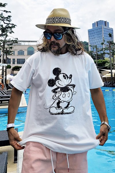 Sketch Mickey Mouse Printed Pigmented Short Sleeve Tee