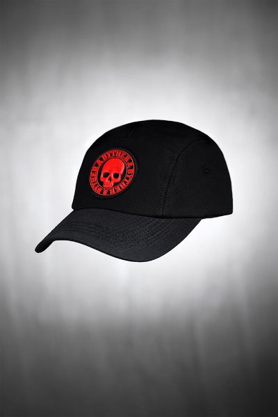 ByTheR Skull Logo Embossed Patch Camp Cap Red