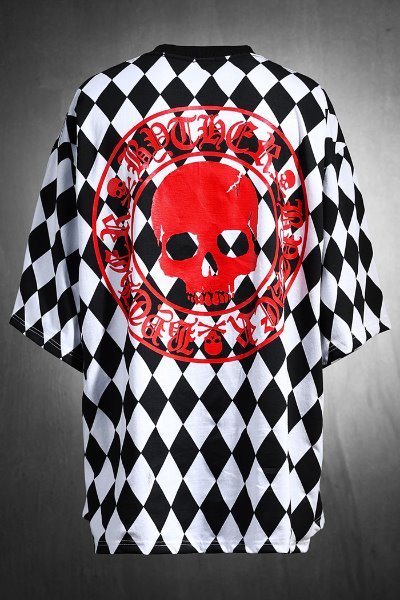 ByTheRByTheR skull logo diamond pattern short sleeve T-shirt