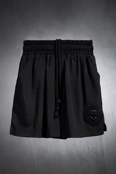 ByTheR Skull Louver Patch Soft Woven Shorts Black