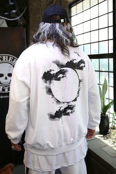 Japanese printed loose fit brushed sweatshirt