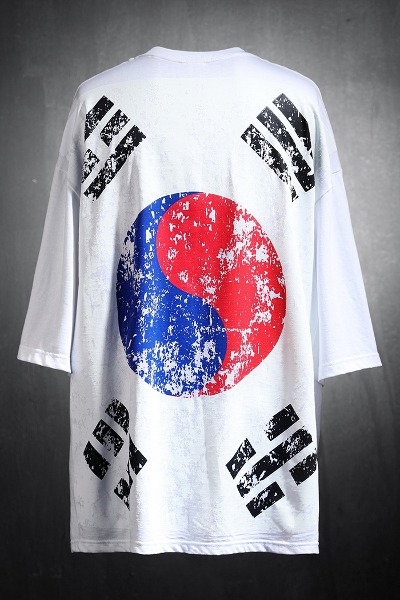 ByTheRByTheR Korean Taegeukgi Flag Loose Fit Short Sleeve Tee White