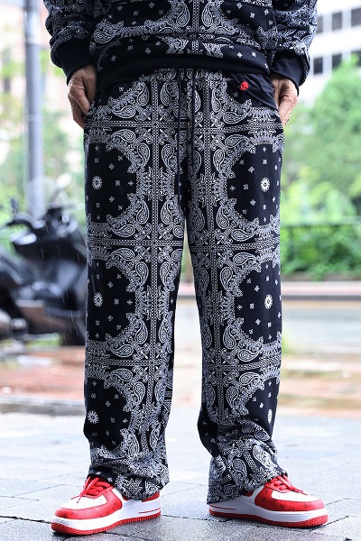 paisley print wide training trousers