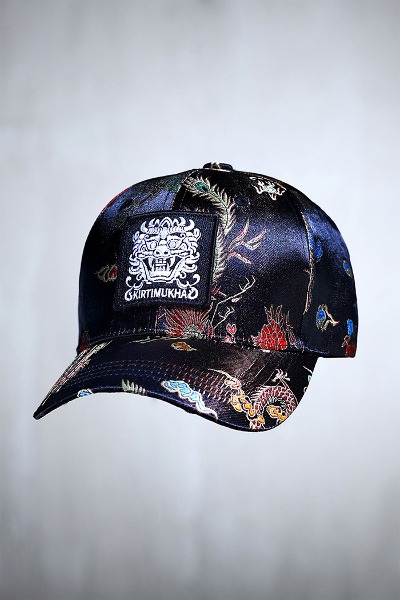 Mukha Square Embroidered Patch Traditional Ball Cap Black