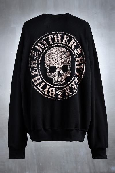 ByTheR Custom Skull Logo Bleach Loose Fit Sweatshirt