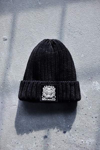 Mukha Square Embroidered Patch Bold Knit Beanie