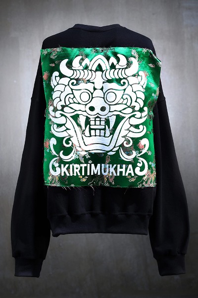 ByTheRMukha Green Oriental Fabric Patch Sweatshirt