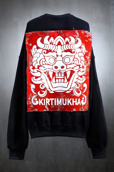 Mukha Red Oriental Fabric Patch Sweatshirt