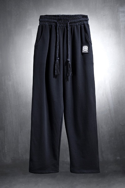 Mukha Square Embroidered Patch Rope Wide Pants
