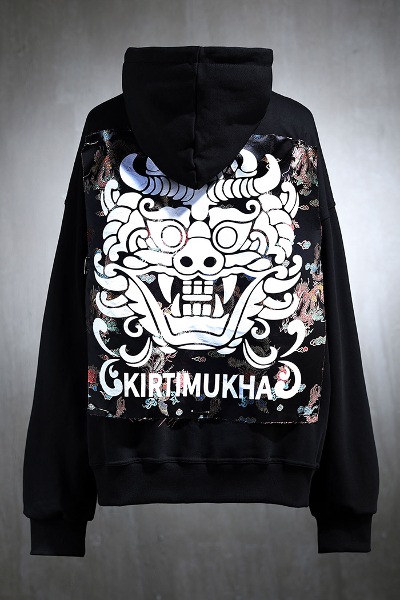ByTheRMukha Black Oriental Fabric Patch Hoodie