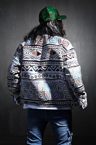 Hippie ethnic pattern loose fit cotton jacket