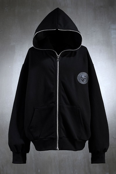 ByTheR Skull Louver Patch Loose Fit Pull-Up Hood Zip-Up