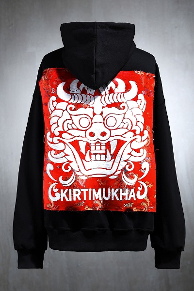 Mukha Red Oriental Fabric Patch Hoodie