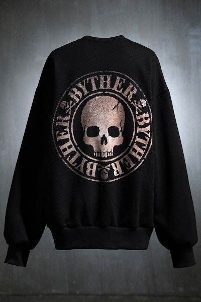 ByTheR Custom Circular Skull Logo Bleach Brushed Sweatshirt