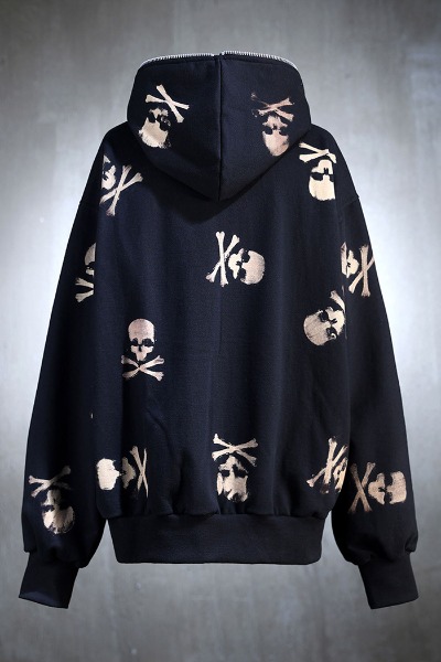 ByTheRByTheR Multi Skull Logo Bleach Pull-up Hoodie Zip-up