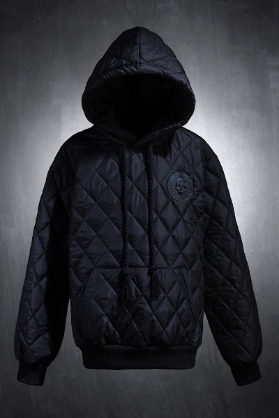 ByTheR Skull Patch Diamond Quilted Padded Hoodie