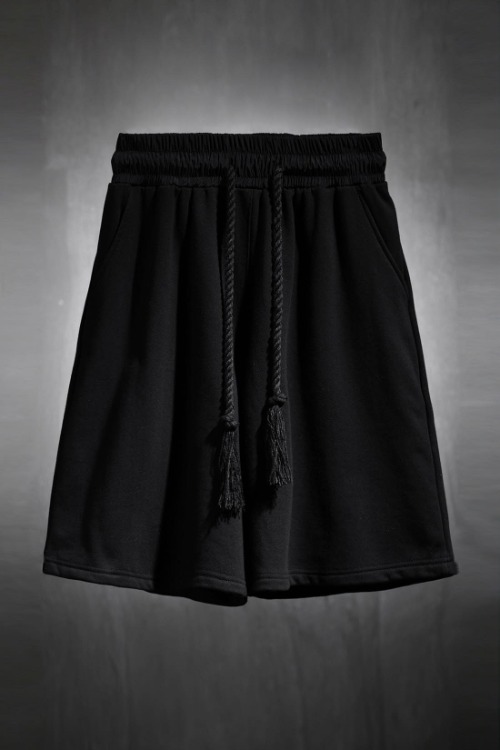 ByTheR Loose Fit Plain Rope Shorts Black