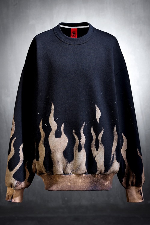 ByTheRByTheR Custom Fire Bleach Sweatshirt
