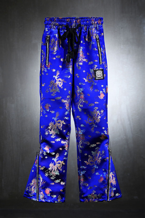 Mukha blue oriental fabric slit wide pants