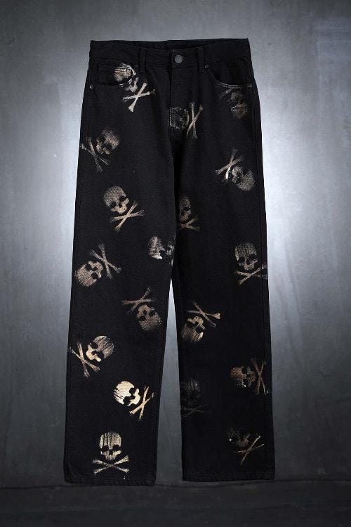 ByTheR Custom Multi Skull Premium Wide Pants Black