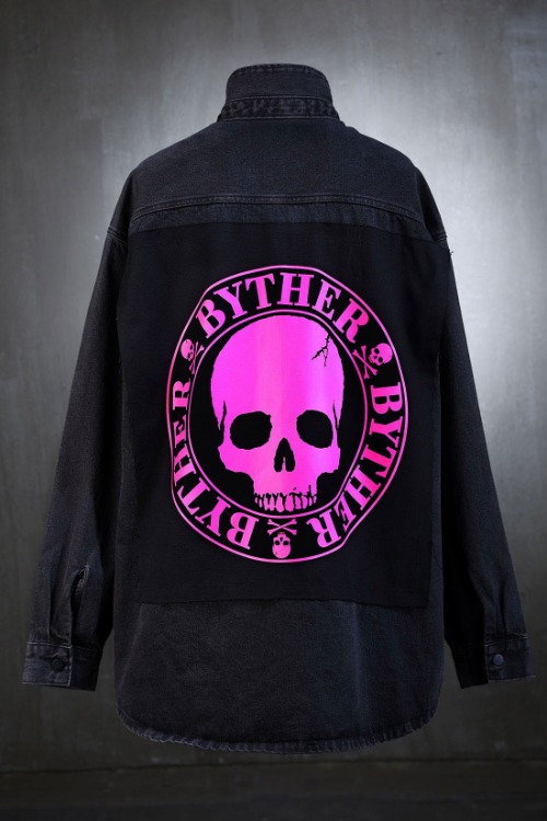 ByTheR Pink Canvas Patch Denim Shirt Jacket
