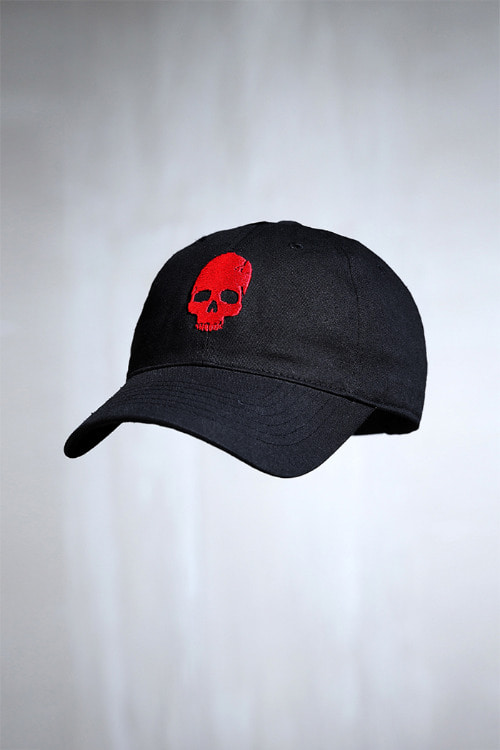 ByTheR Red Skull Embroidered Logo Ball Cap Black
