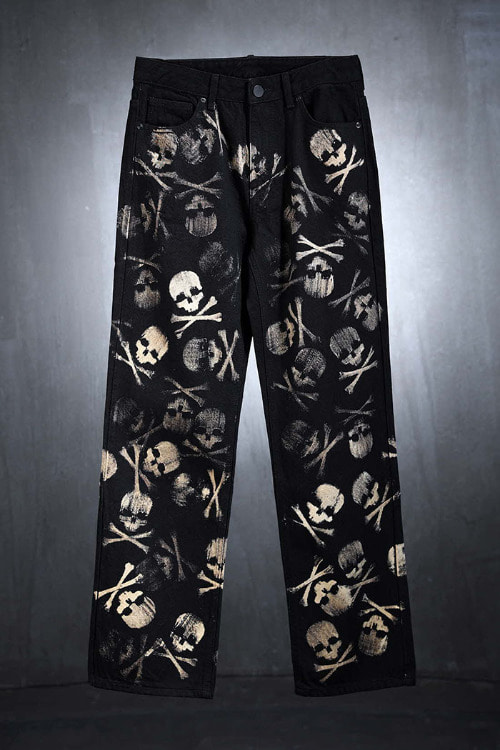 ByTheR Custom Manny Multi Skeleton Premium Wide Pants Black