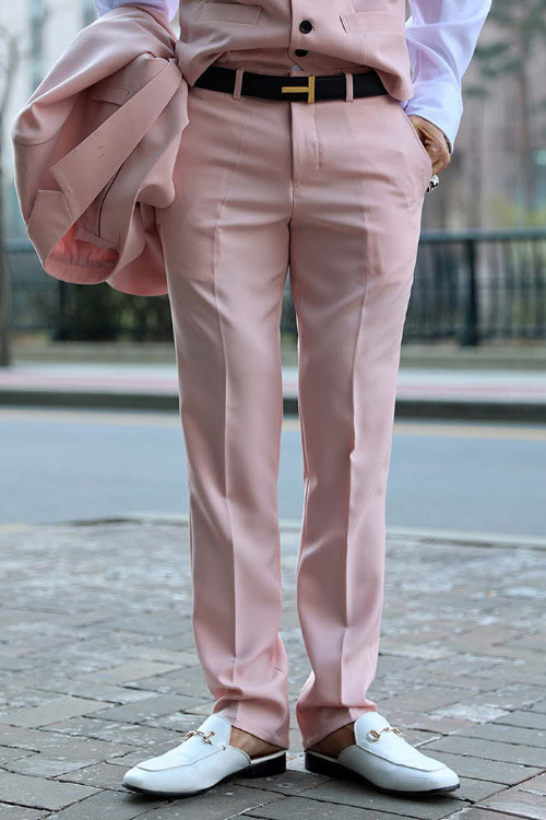 slim fit suit slacks pink