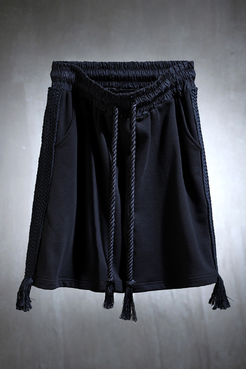 ByTheRMukha Black Flat Rope Shorts