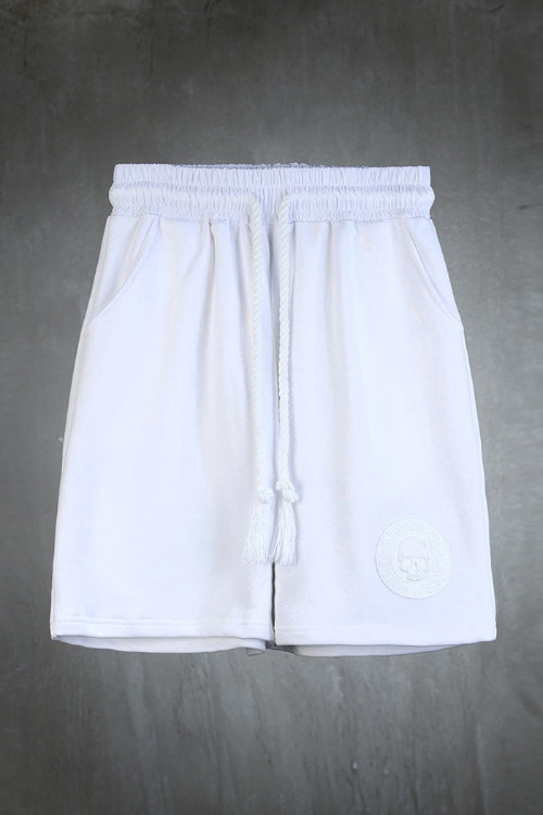 ByTheR Skull Louver Patch Rope Shorts White
