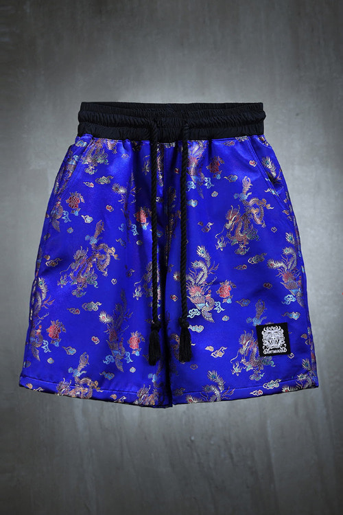 Mukha blue oriental fabric shorts