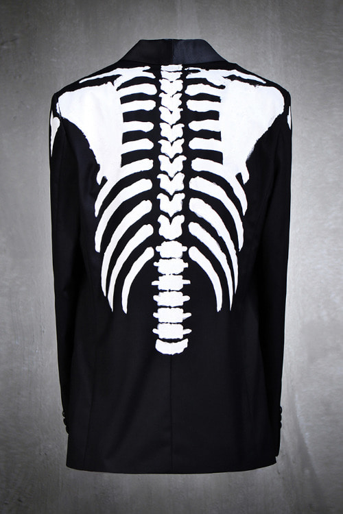 ByTheR Custom Bone X-Ray White Painting Tuxedo Suit Blazer