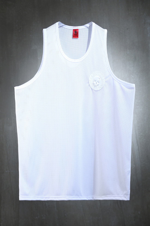 ByTheR Skull Louver Patch Mesh Camis White