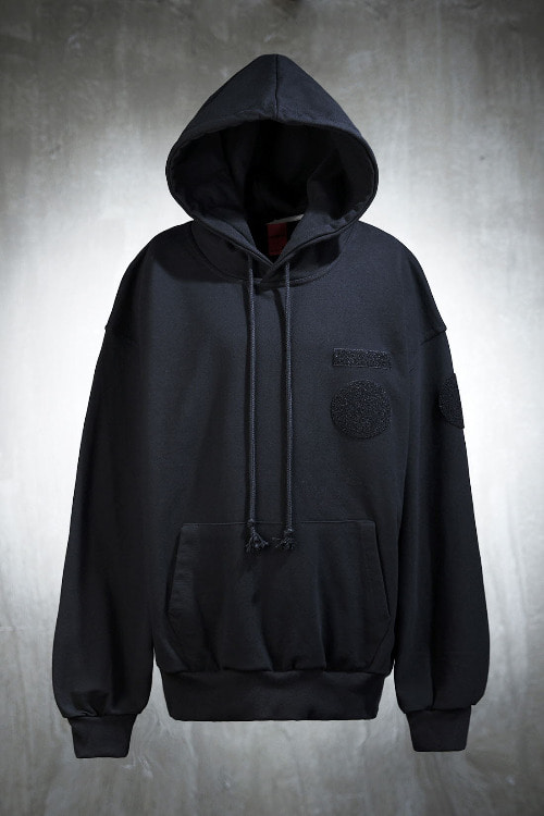 ByTheRByTheR Velcro Patch Hooded Sweatshirt Black
