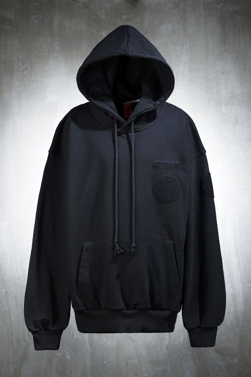 ByTheR Velcro Patch Hooded Sweatshirt Black