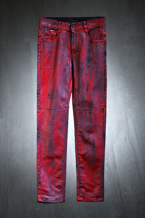 ByTheR Custom Cover Hand Painted Red Skinny Jeans