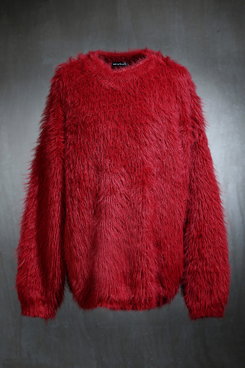 ByTheR X Rolling Quartz Soft Fur Knit Top Red