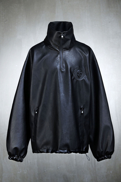 ByTheR Circular Logo Patch Leather Anorak