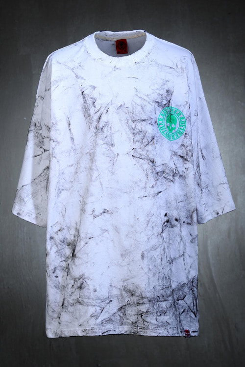 ByTheR Green Logo Print Loose Fit T-shirt White