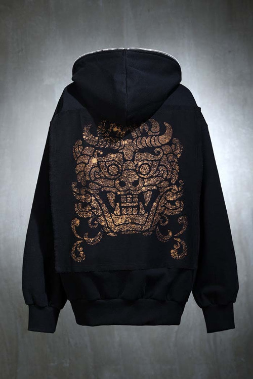 ByTheRMukha Logo Bleach Patch Hooded Zip-Up Black