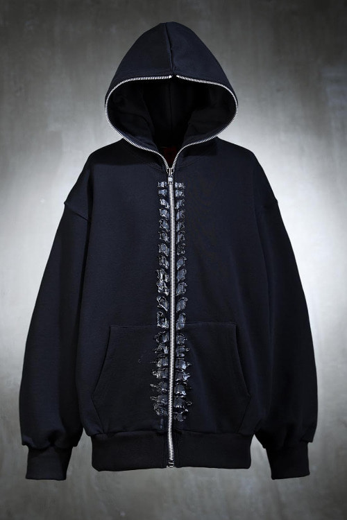 ByTheR Custom Bone Bold Painting Hooded Zip-Up All Black